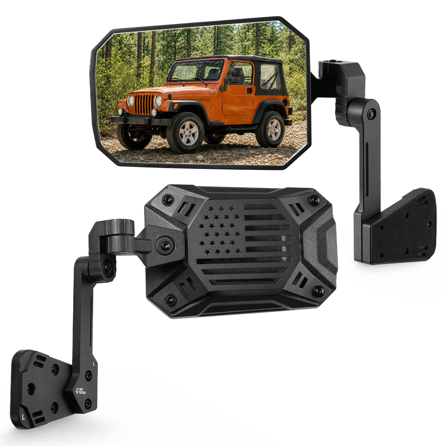 Wrangler Side Mirrors Replacement for YJ/TJ 1987-2006, US Flag Pattern, Wider View & No Vibration
