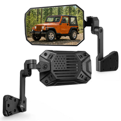 Wrangler Side Mirrors Replacement for YJ/TJ 1987-2006, US Flag Pattern, Wider View & No Vibration