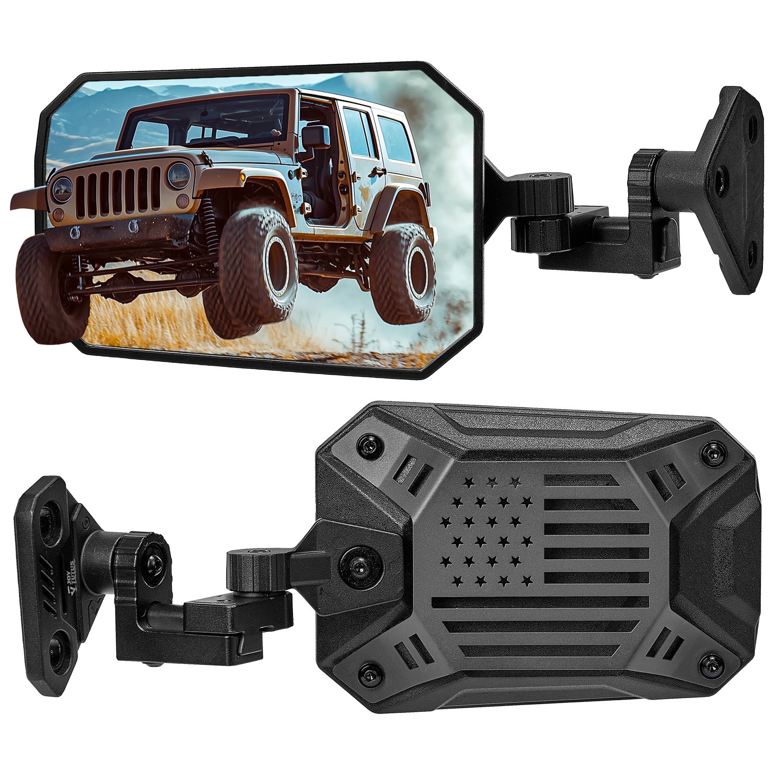 Adjustable Side Mirrors with Spot Light Mount for Wrangler TJ/JK/JKU 1997–2018