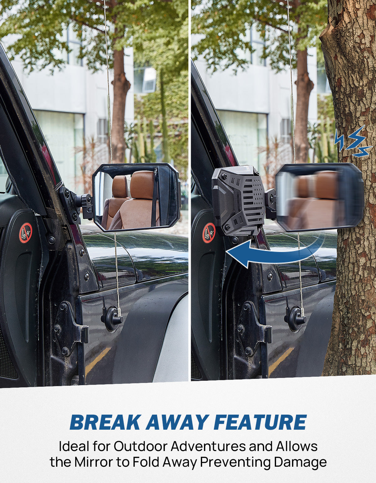 Adjustable Side Mirrors with Spot Light Mount for Wrangler TJ/JK/JKU 1997–2018