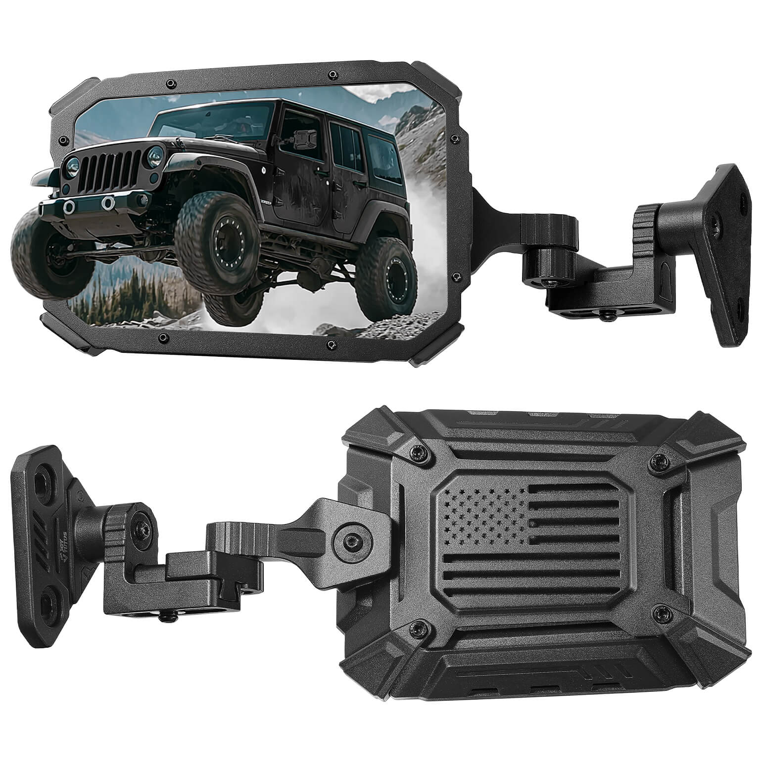 Wrangler Doors-Off/On Mirrors with Integrated Spot Light Mount for TJ/JK/JKU 1997–2018
