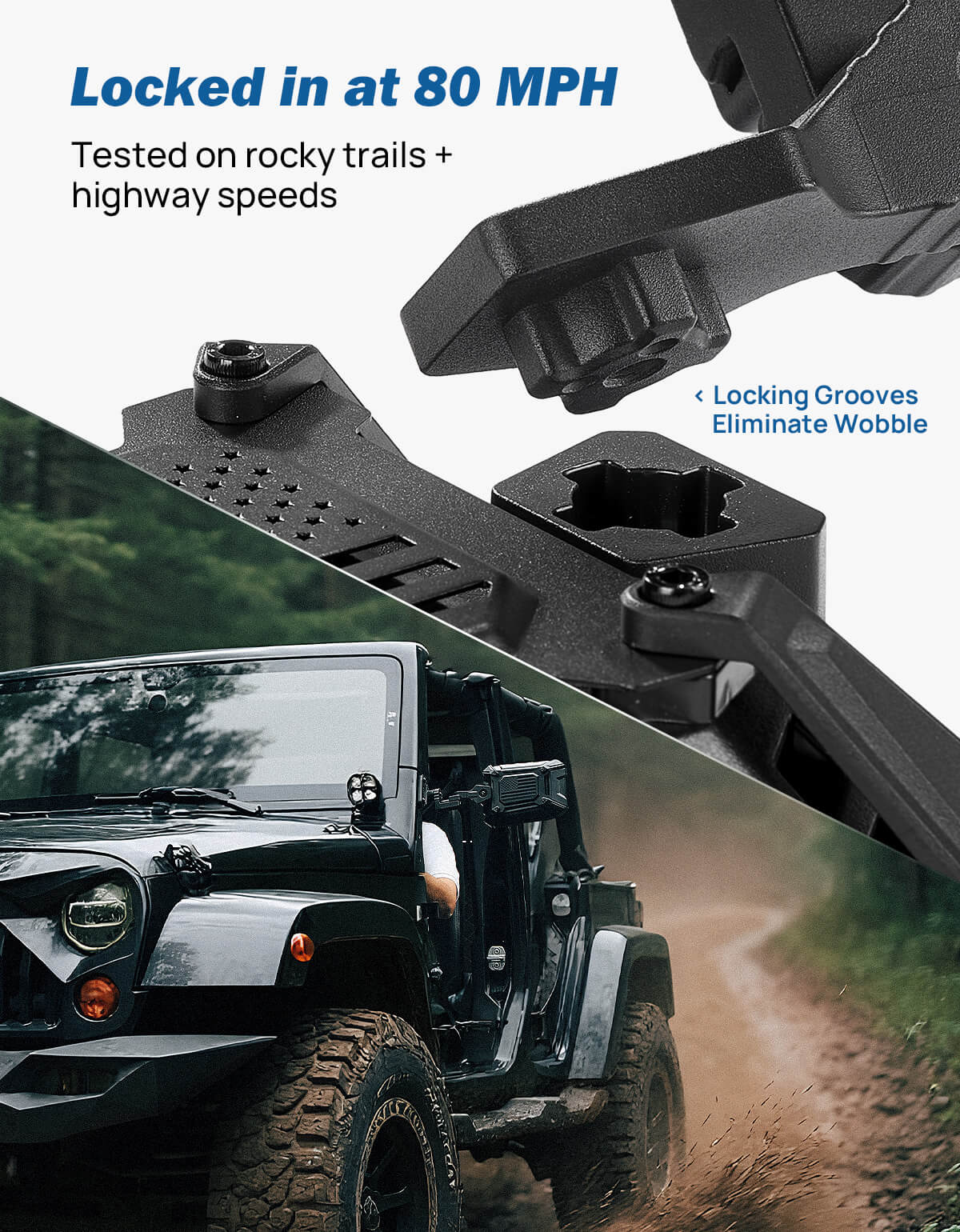 Wrangler Doors-Off/On Mirrors with Integrated Spot Light Mount for TJ/JK/JKU 1997–2018