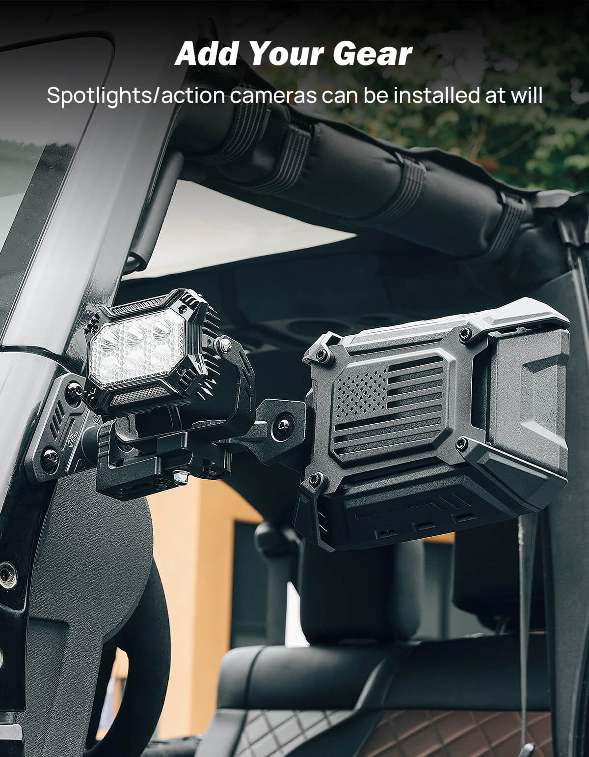 Wrangler Doors-Off/On Mirrors with Integrated Spot Light Mount for TJ/JK/JKU 1997–2018