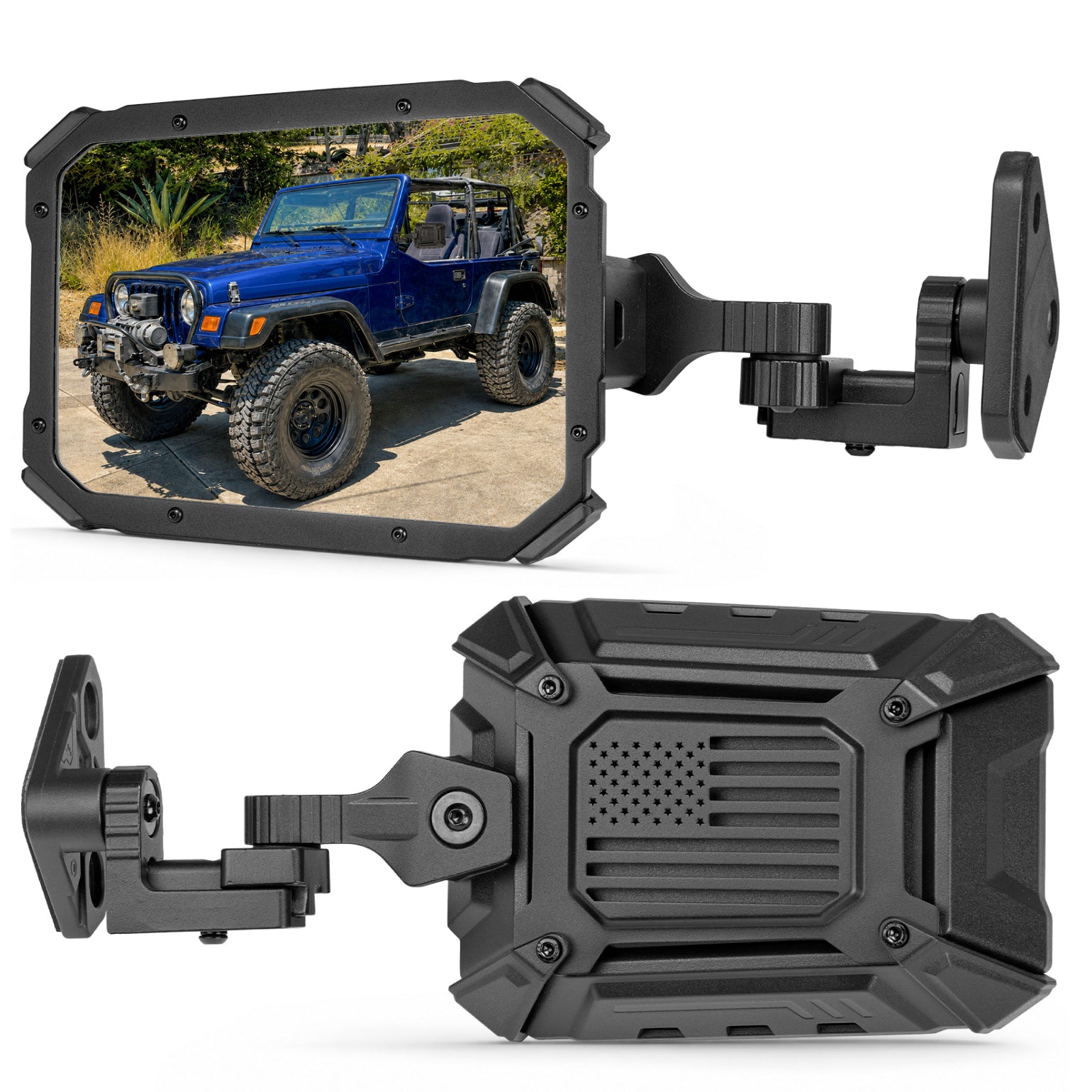 Wrangler Doors-Off/On Mirrors with Integrated Spot Light Mount for TJ/JK/JKU 1997–2018