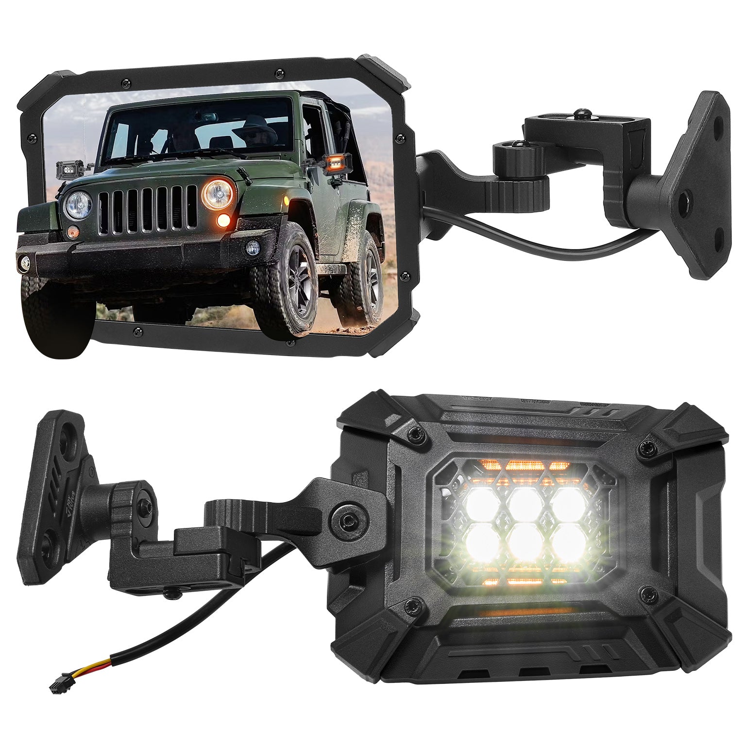 Wrangler Side Mirrors Doors-Off/On with Turn Light TJ & JK 1997–2018