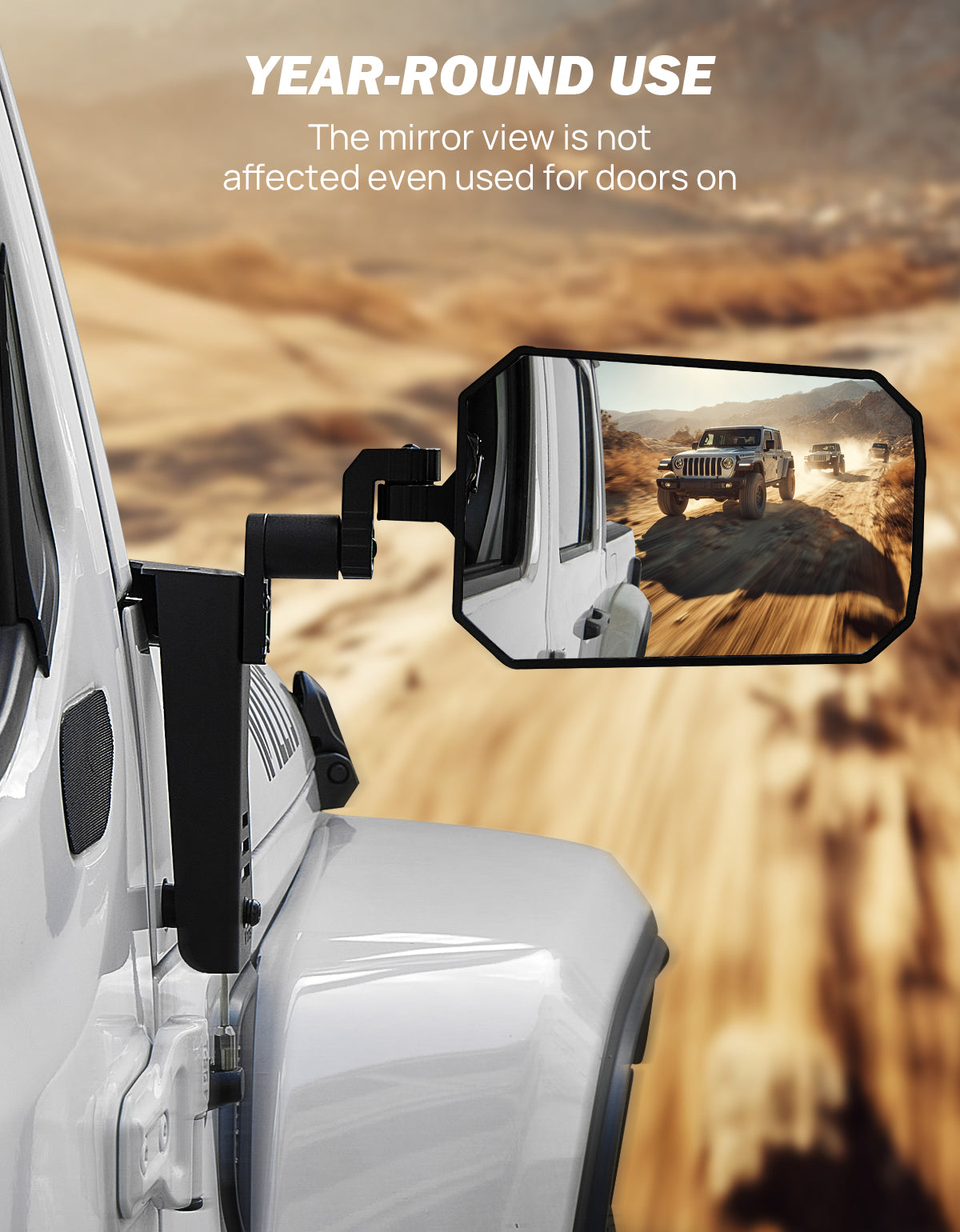 Wrangler & Gladiator Side Mirrors Doors-Off/On with Action Camera Mount