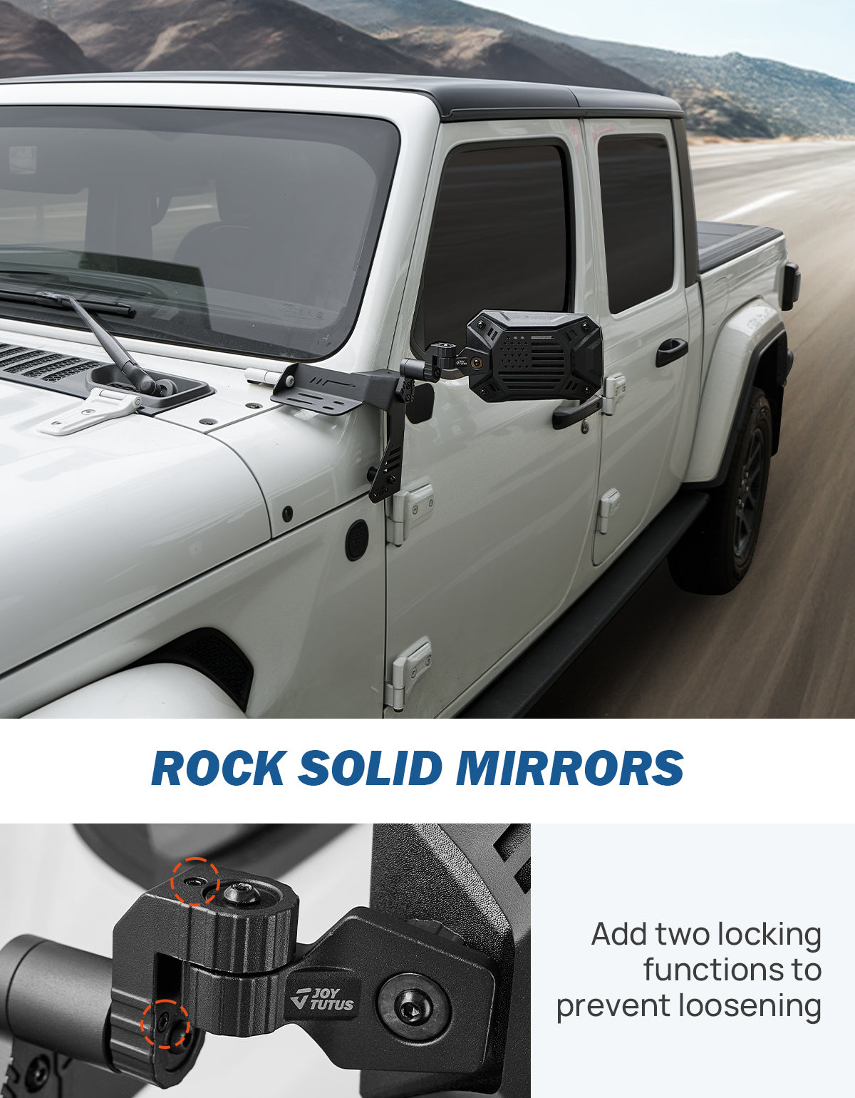 Wrangler & Gladiator Side Mirrors Doors-Off/On with Action Camera Mount
