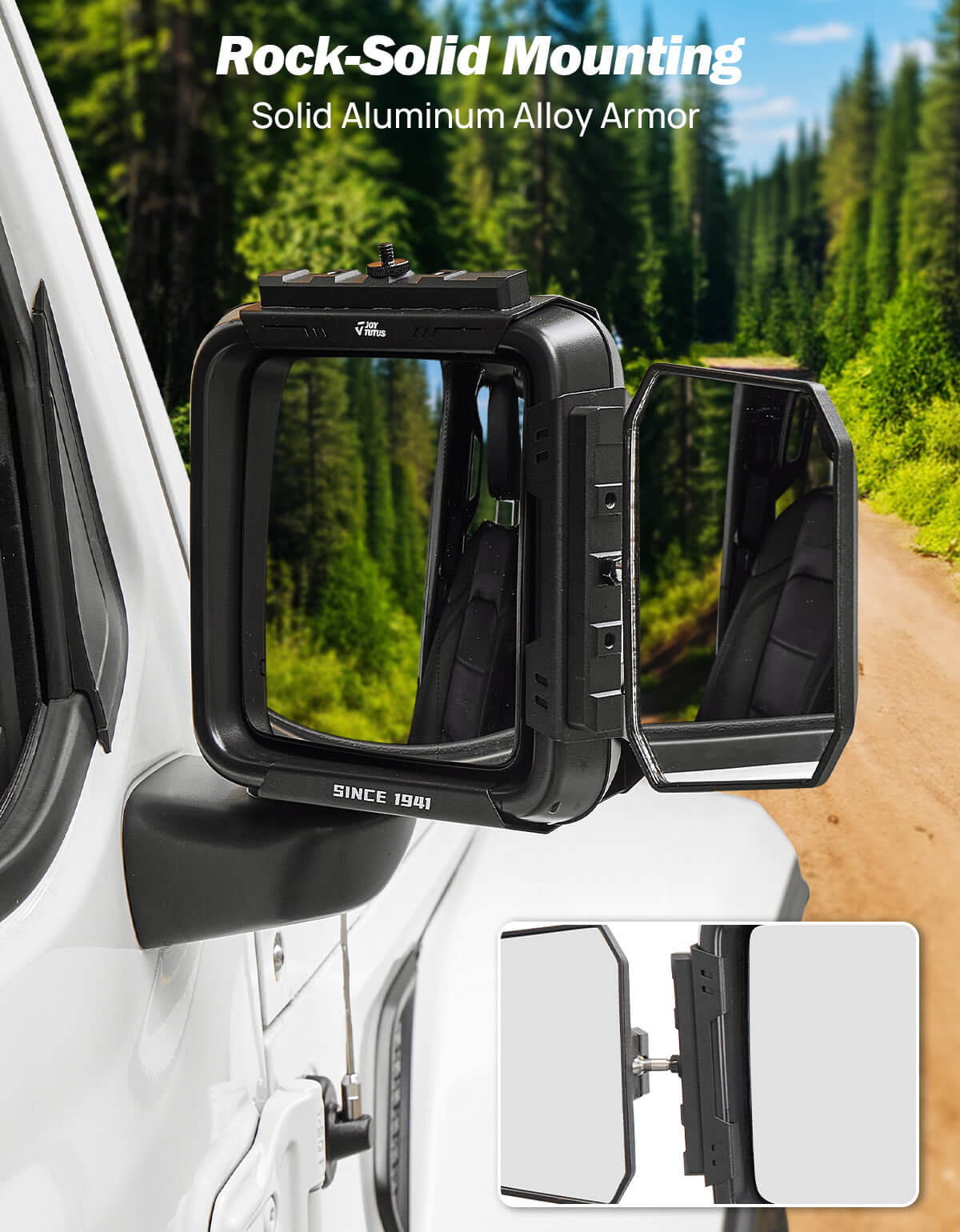 Adjustable Towing Mirror Extensions for Wrangler JL/JLU & Gladiator JT 2018–2025