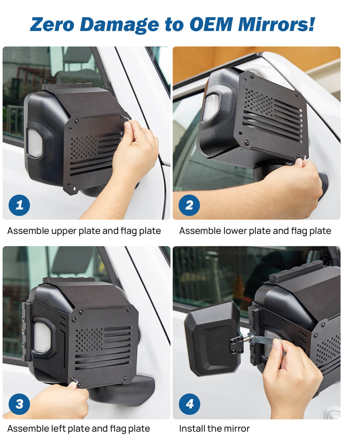 Adjustable Towing Mirror Extensions for Wrangler JL/JLU & Gladiator JT 2018–2025