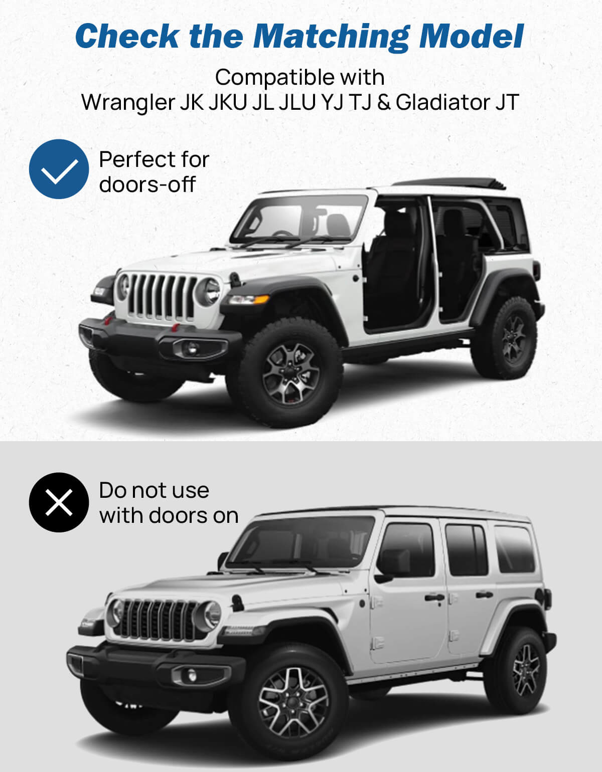 Door Off Mirrors for Jeep Wrangler & Gladiator, 6” Door Hinge Mirrors