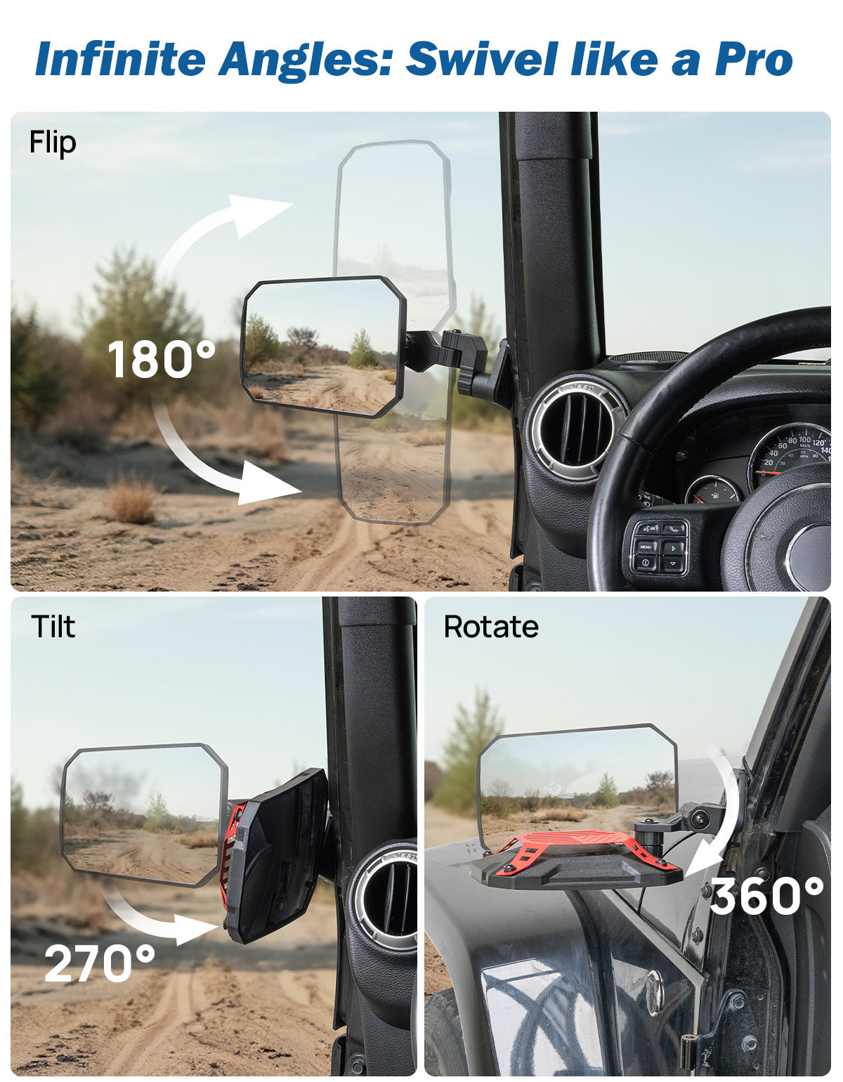 Jeep Mirrors Doors Off Compatible with Wrangler JL JK Gladiator JT