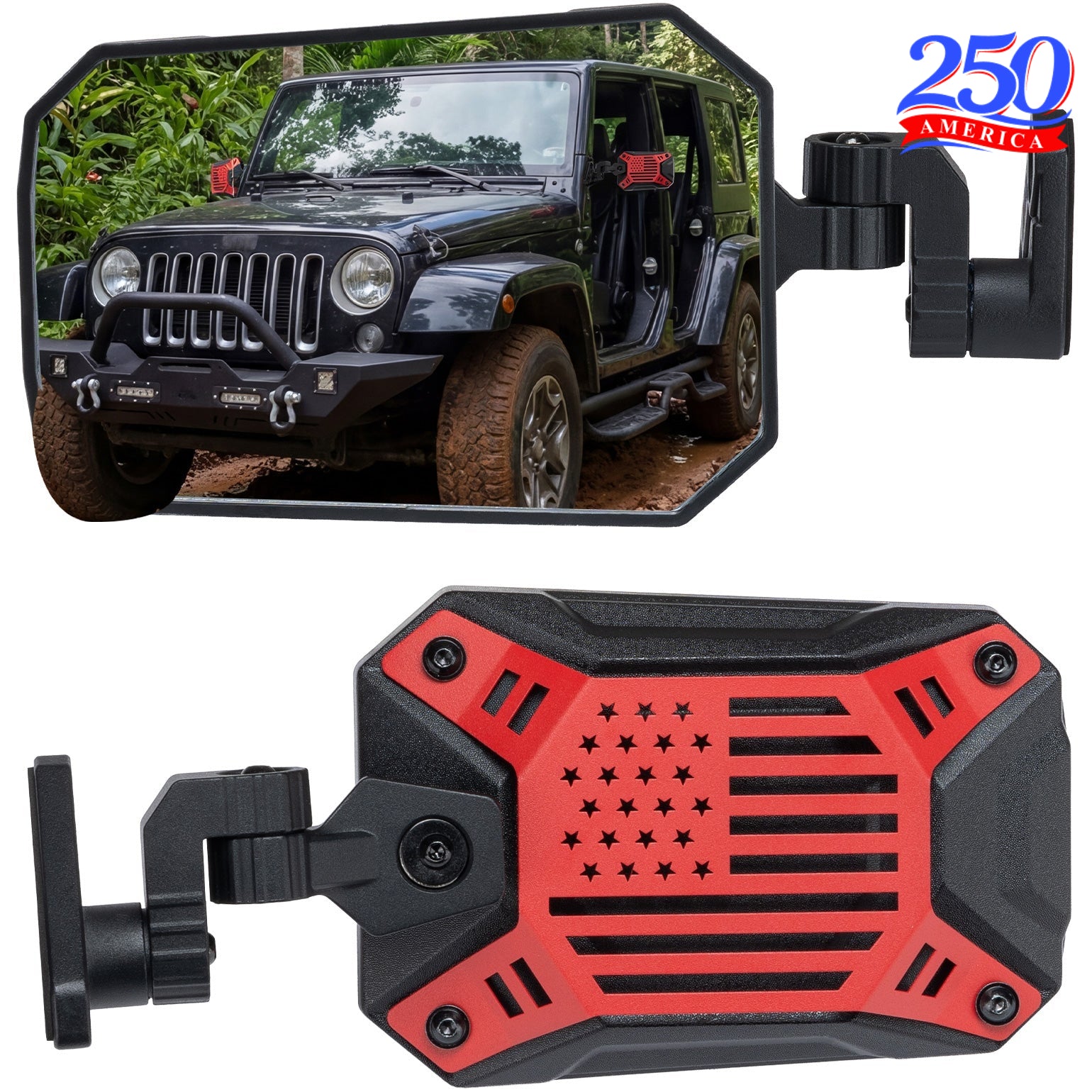 Jeep Wrangler TJ & JK Doors Off Mirrors (1997–2018) – No Vibration, Wider View