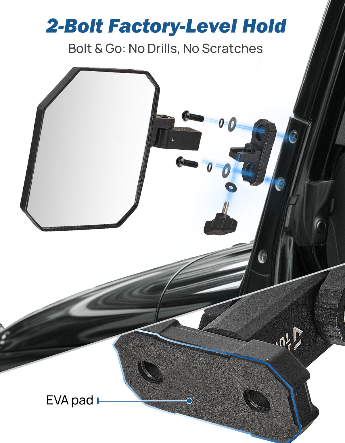 Doors Off Mirrors for Jeep Wrangler TJ & JK (1997–2018) – Anti-Shake