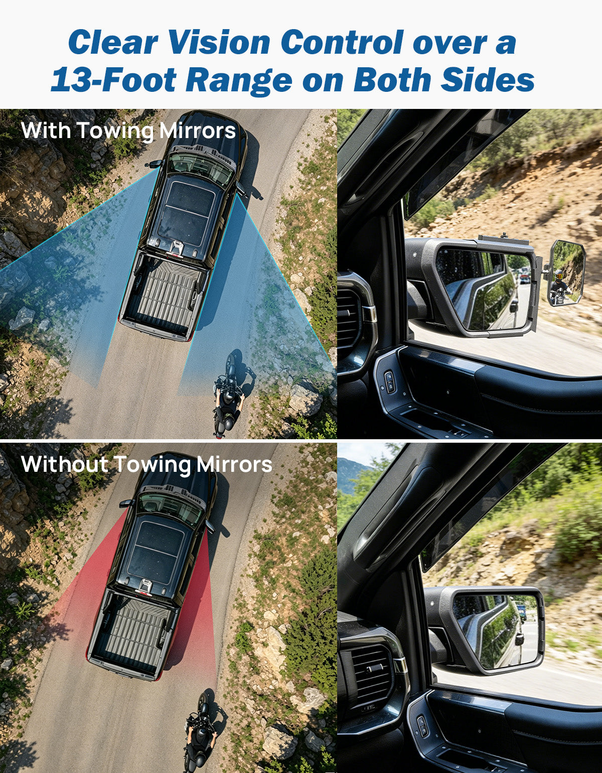 F150 Towing Mirror Extensions with Tactical Rails for 2021–2026