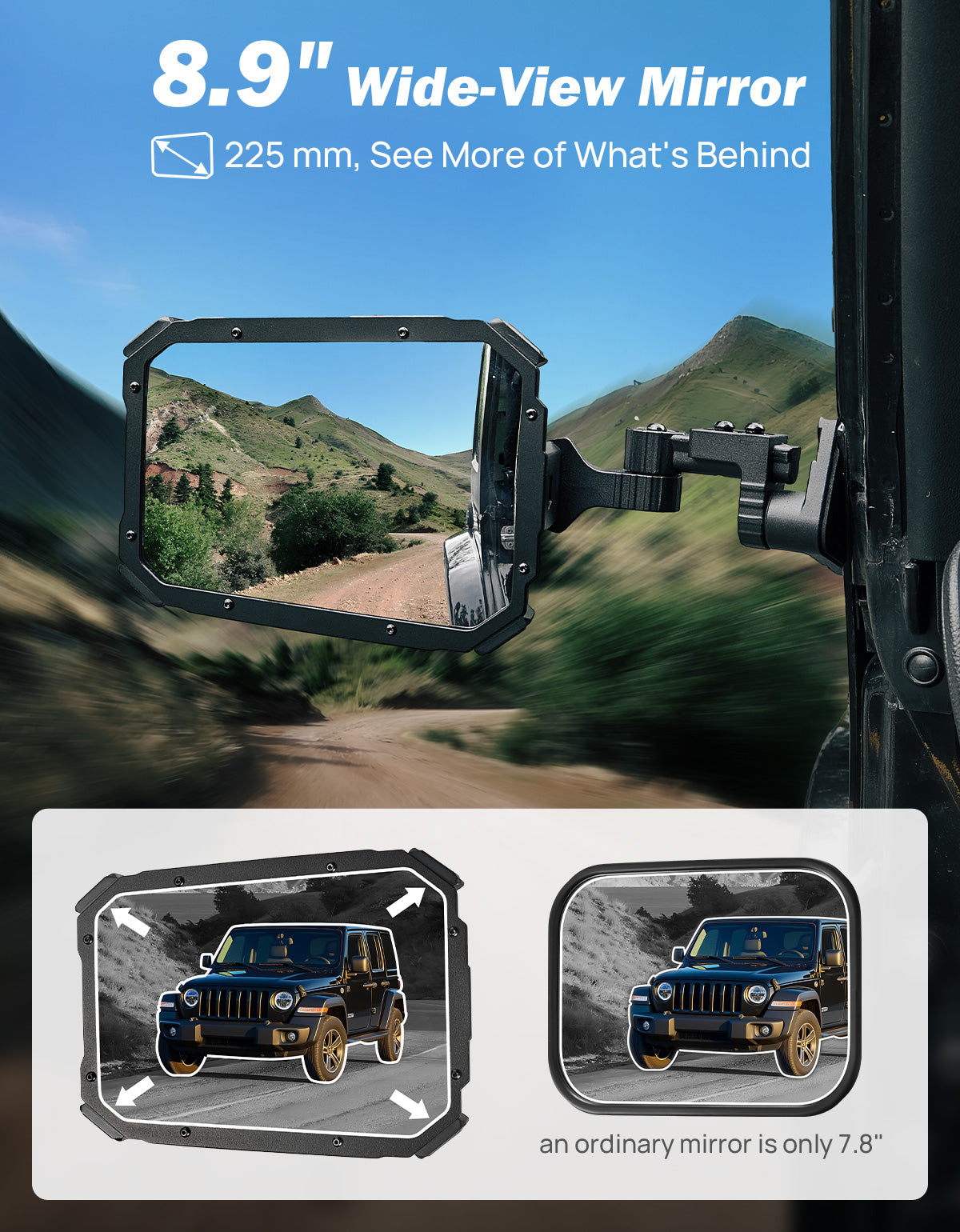 Doors On & Off Trail Mirrors for Jeep Wrangler TJ, JK & JKU (1997–2018)
