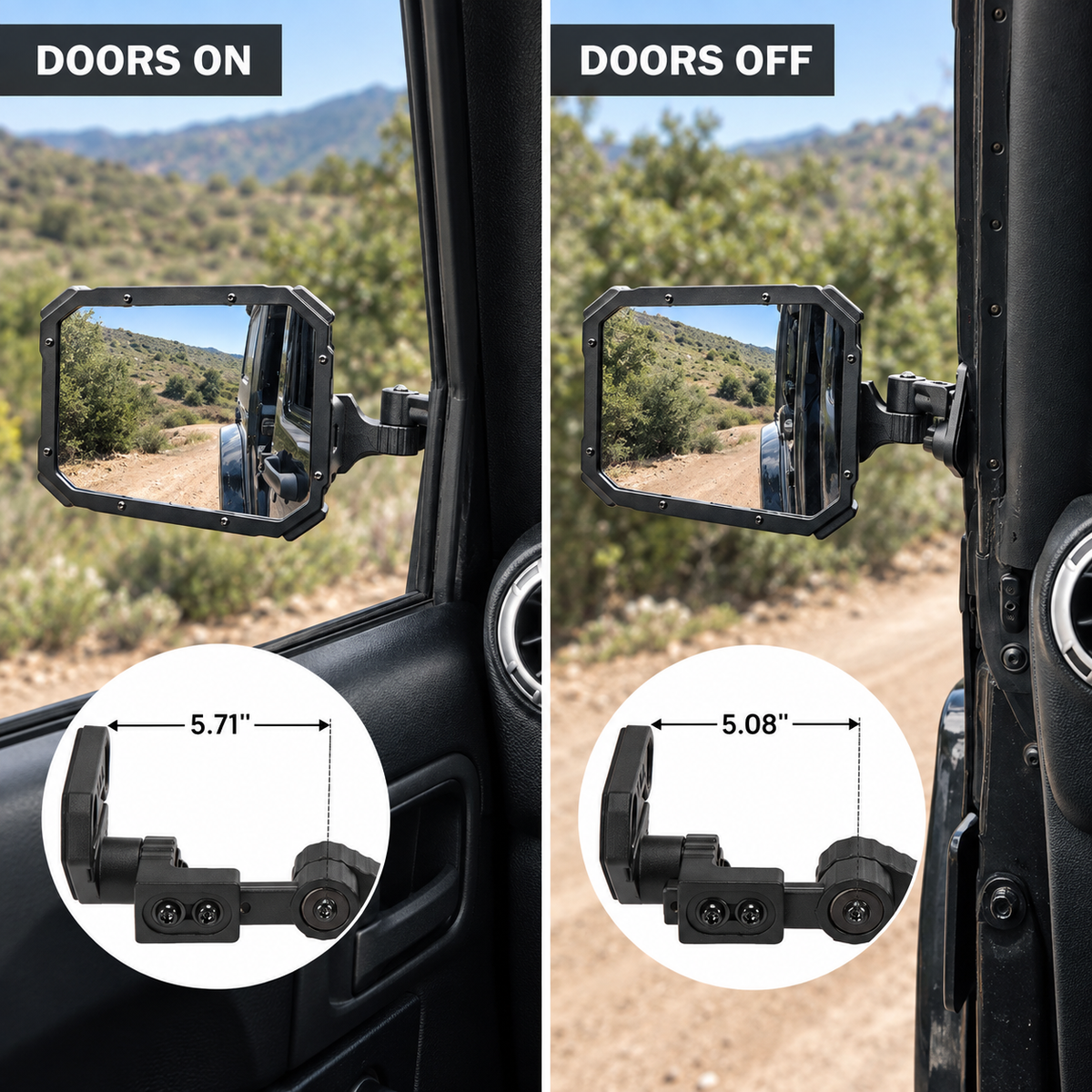 Doors On & Off Trail Mirrors for Jeep Wrangler TJ, JK & JKU (1997–2018)