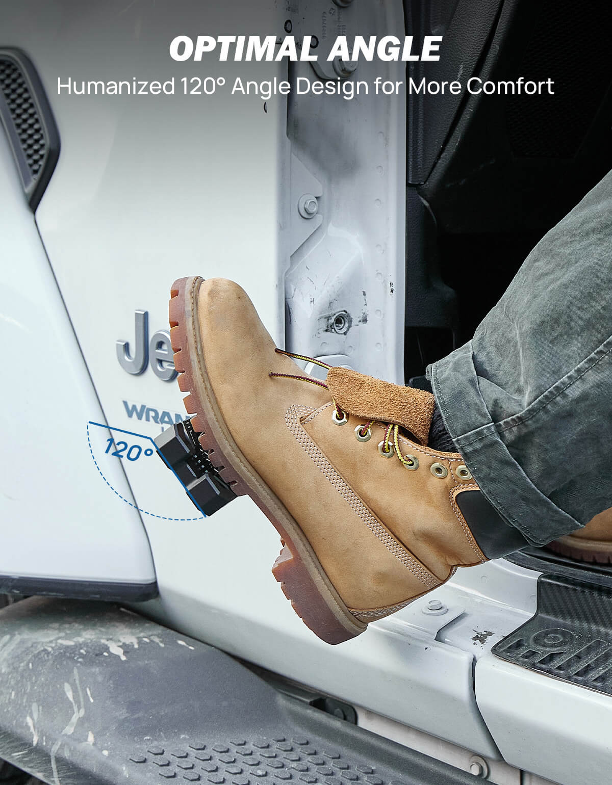 120° CNC Foot Pegs Doors Off for Wrangler JK JL Gladiator JT 2007–2026