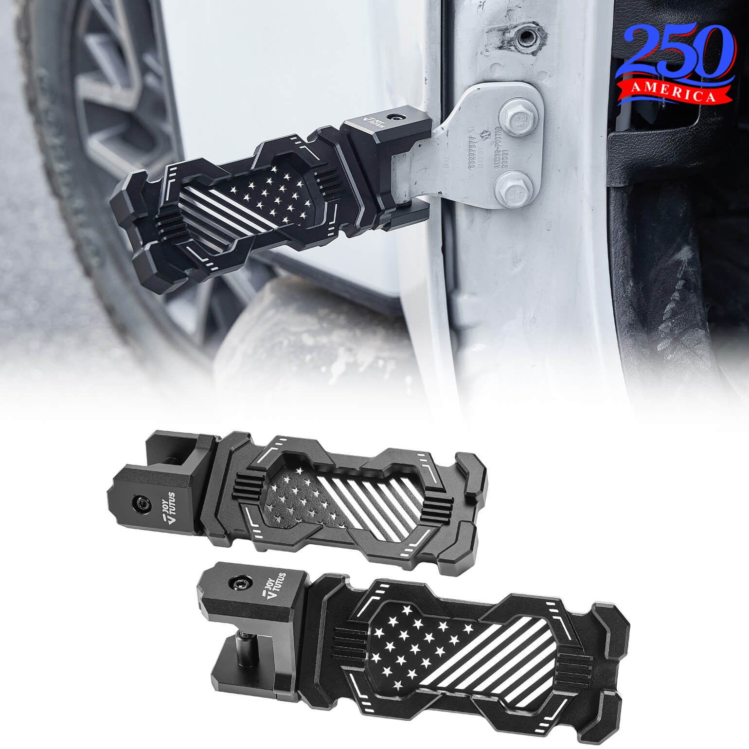 CNC Foot Pegs Flag Pattern Doors Off for Wrangler JK JL Gladiator JT 2007–2026