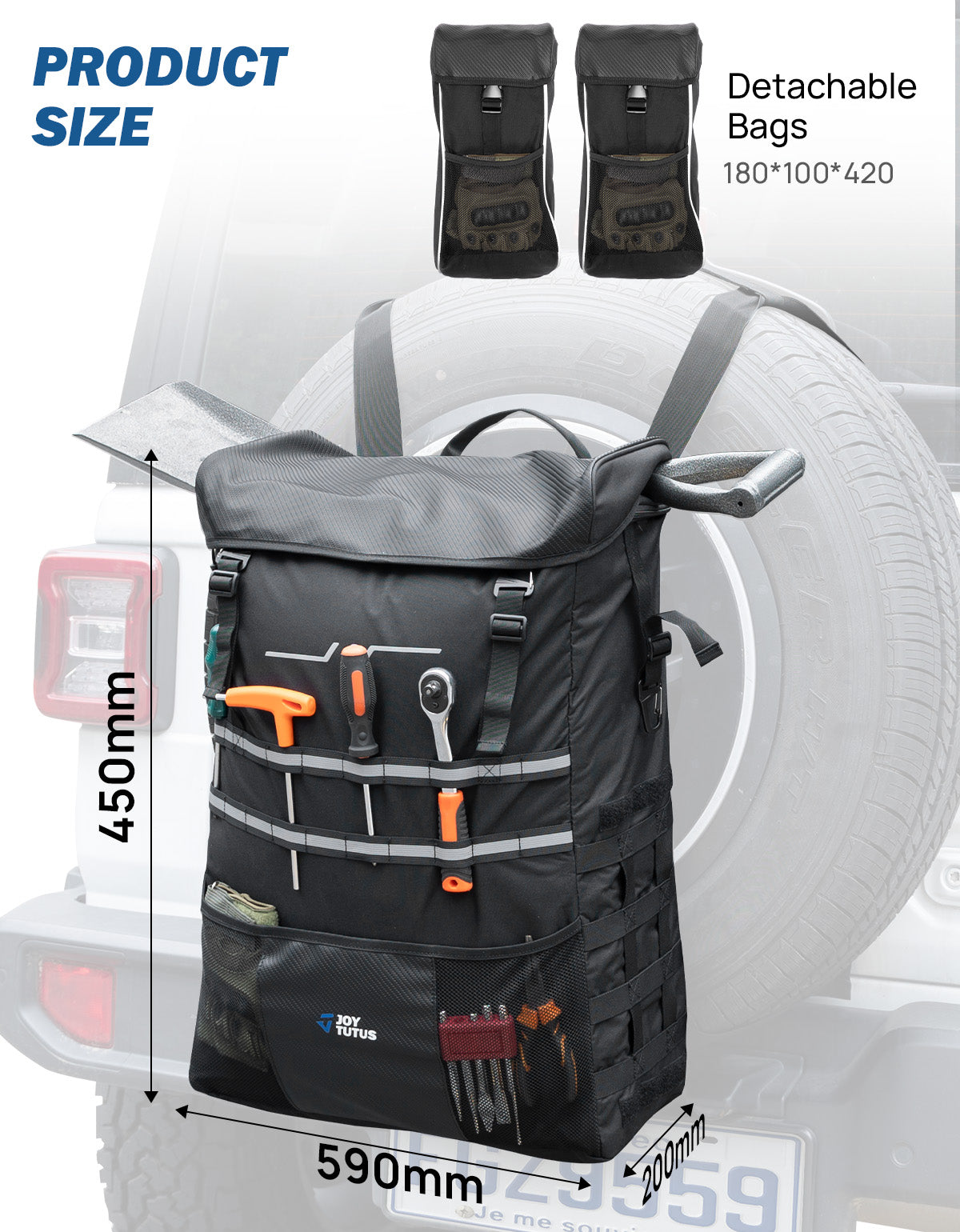 Spare Tire Storage Bag 52L for Offroad Camping 30–40 Inch Tires