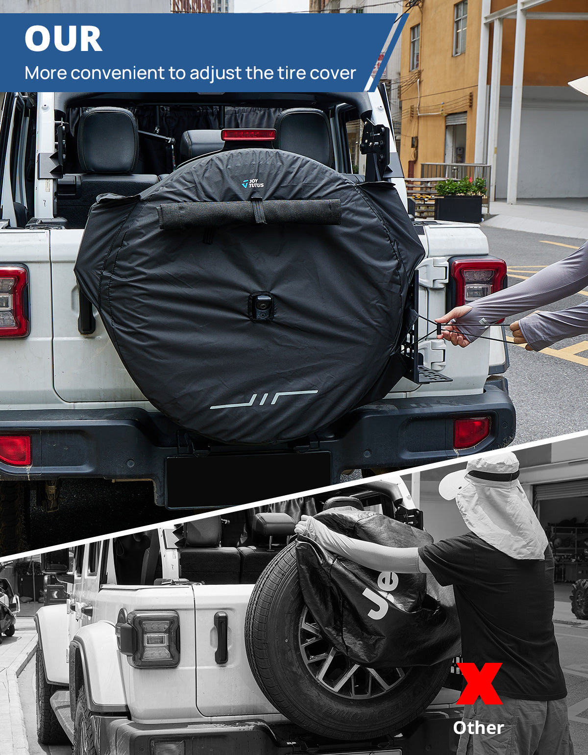 Spare Tire Cover w/ Camera Hole & Storage Bags (30–33")