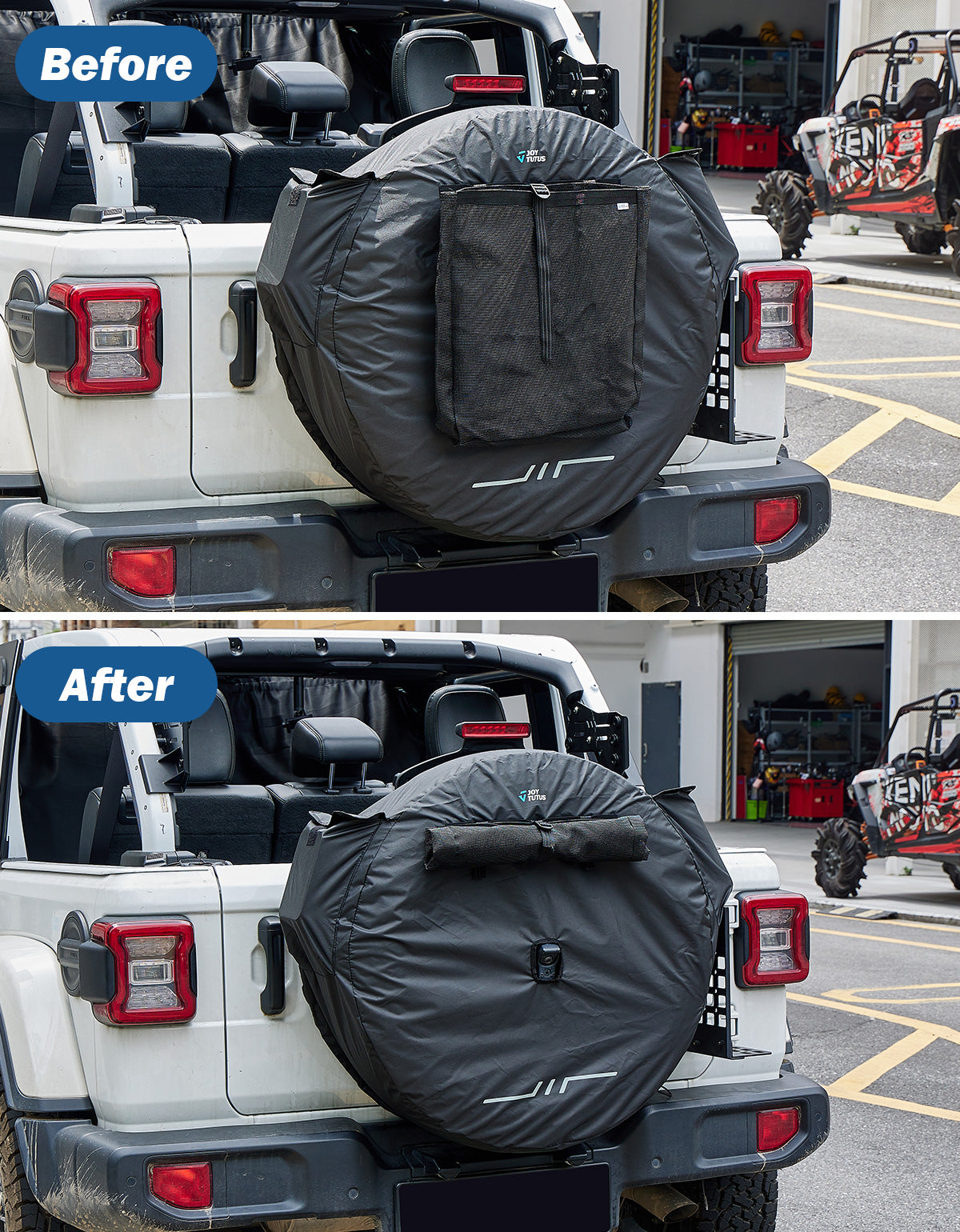 Spare Tire Cover w/ Camera Hole & Storage Bags (30–33")