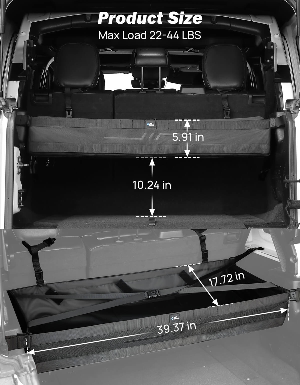 Rear Trunk Cargo Mesh Storage for 2007-2026 Wrangler JK JL 4-Door
