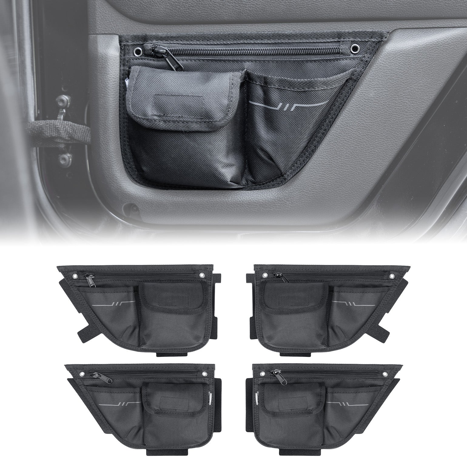 Oxford Front & Rear Door Storage Pockets for 2007-2017 Jeep Wrangler JK 4-Door, 4-Pack