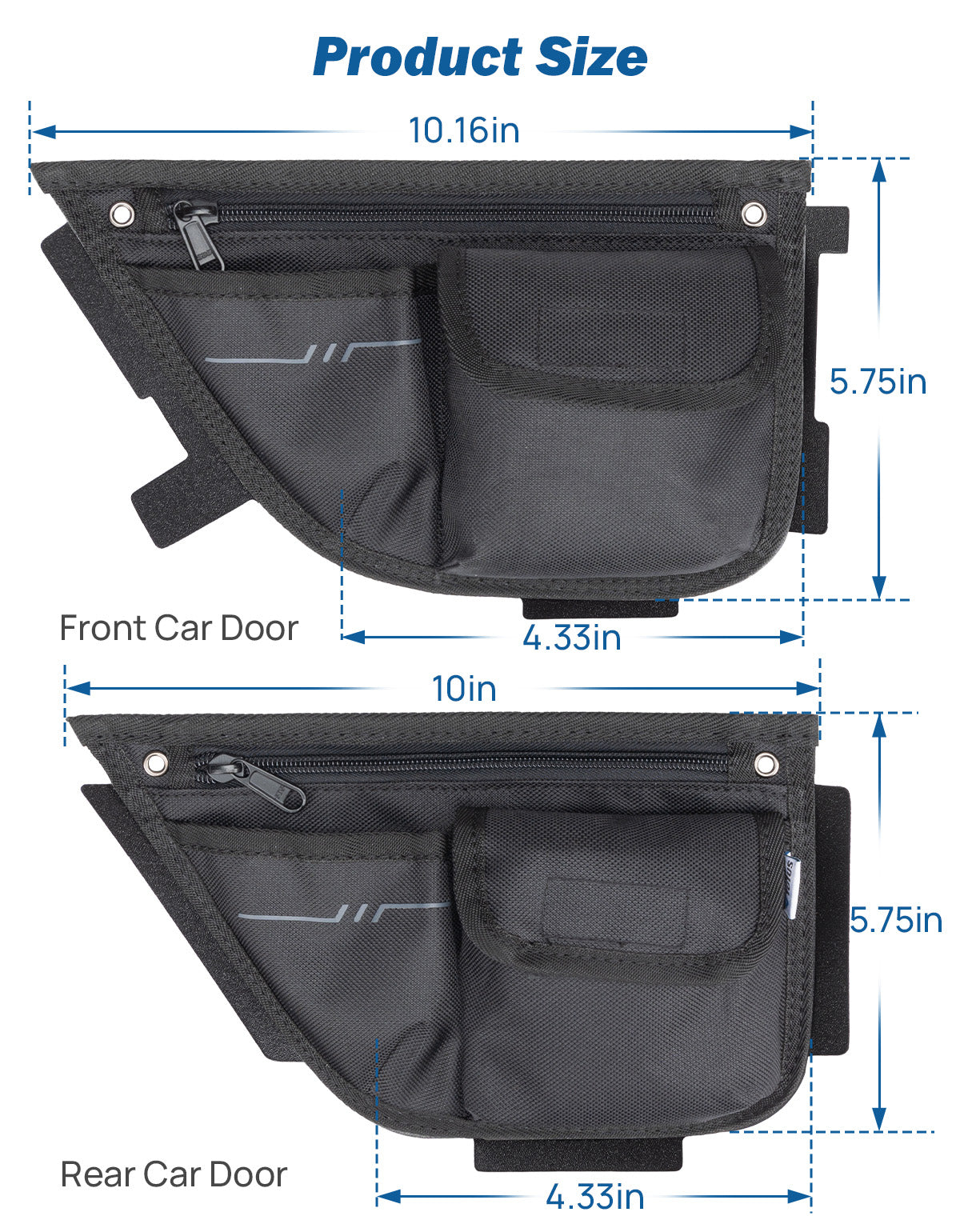 Oxford Front & Rear Door Storage Pockets for 2007-2017 Jeep Wrangler JK 4-Door, 4-Pack