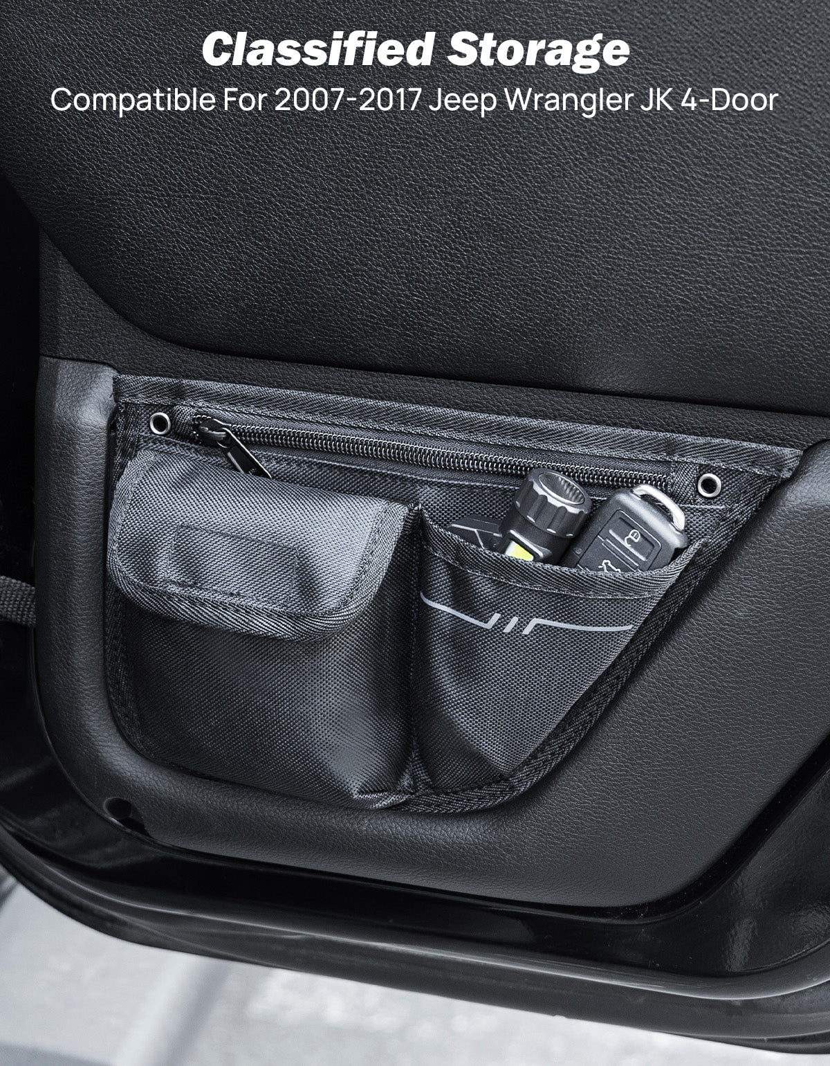 Oxford Front & Rear Door Storage Pockets for 2007-2017 Jeep Wrangler JK 4-Door, 4-Pack