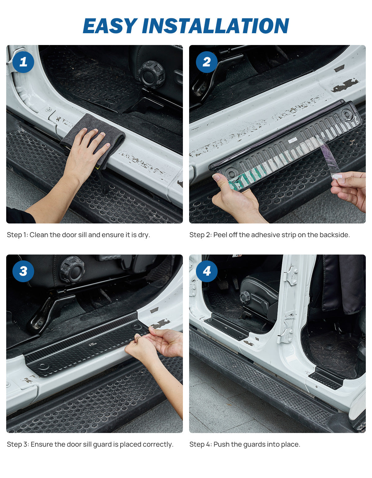 Stainless Steel Door Sill Guards for Wrangler JL 4-Door & Gladiator JT