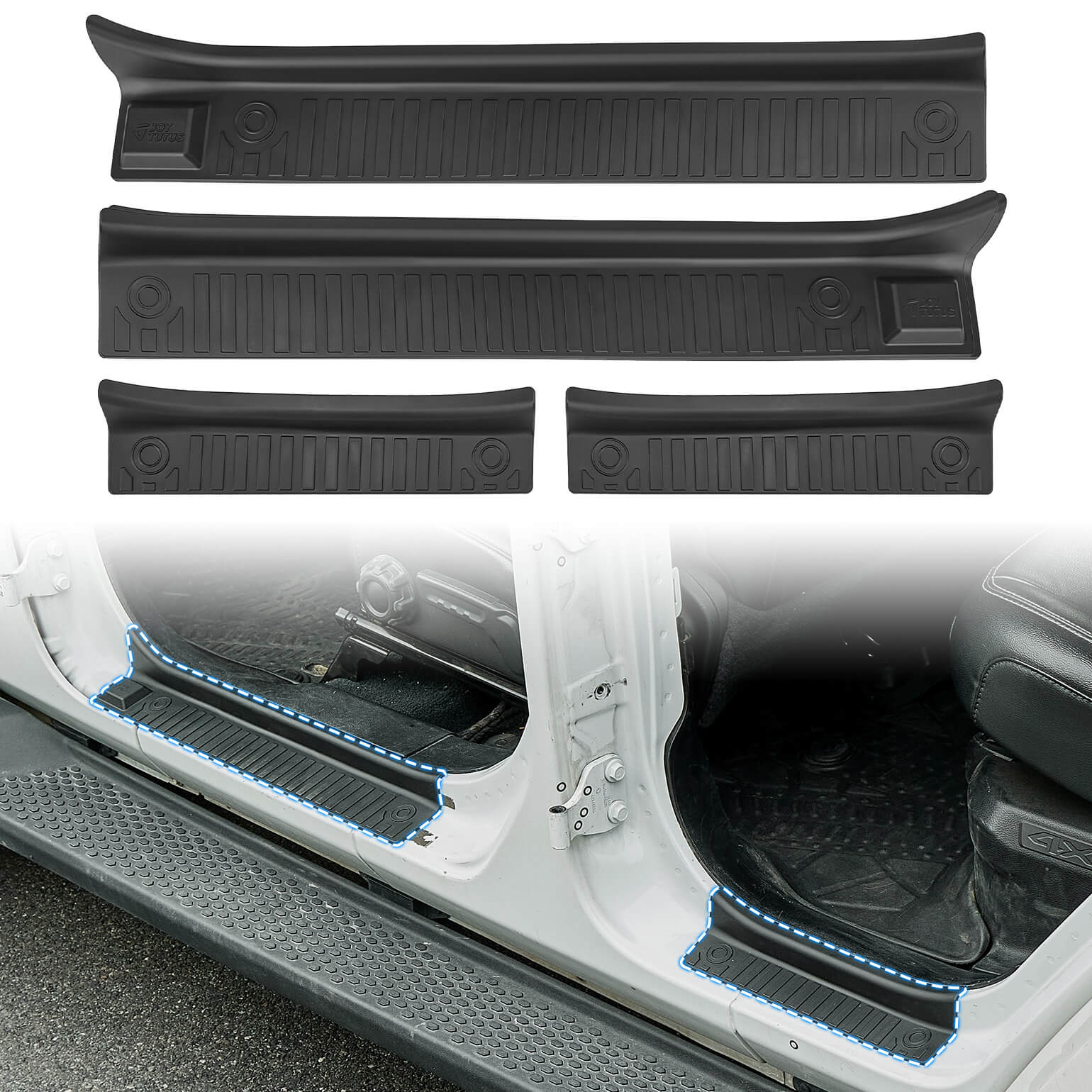 Door Sill Guards for Wrangler JL/JLU 4-Door 2018–2026, Full Coverage TPU Protectors