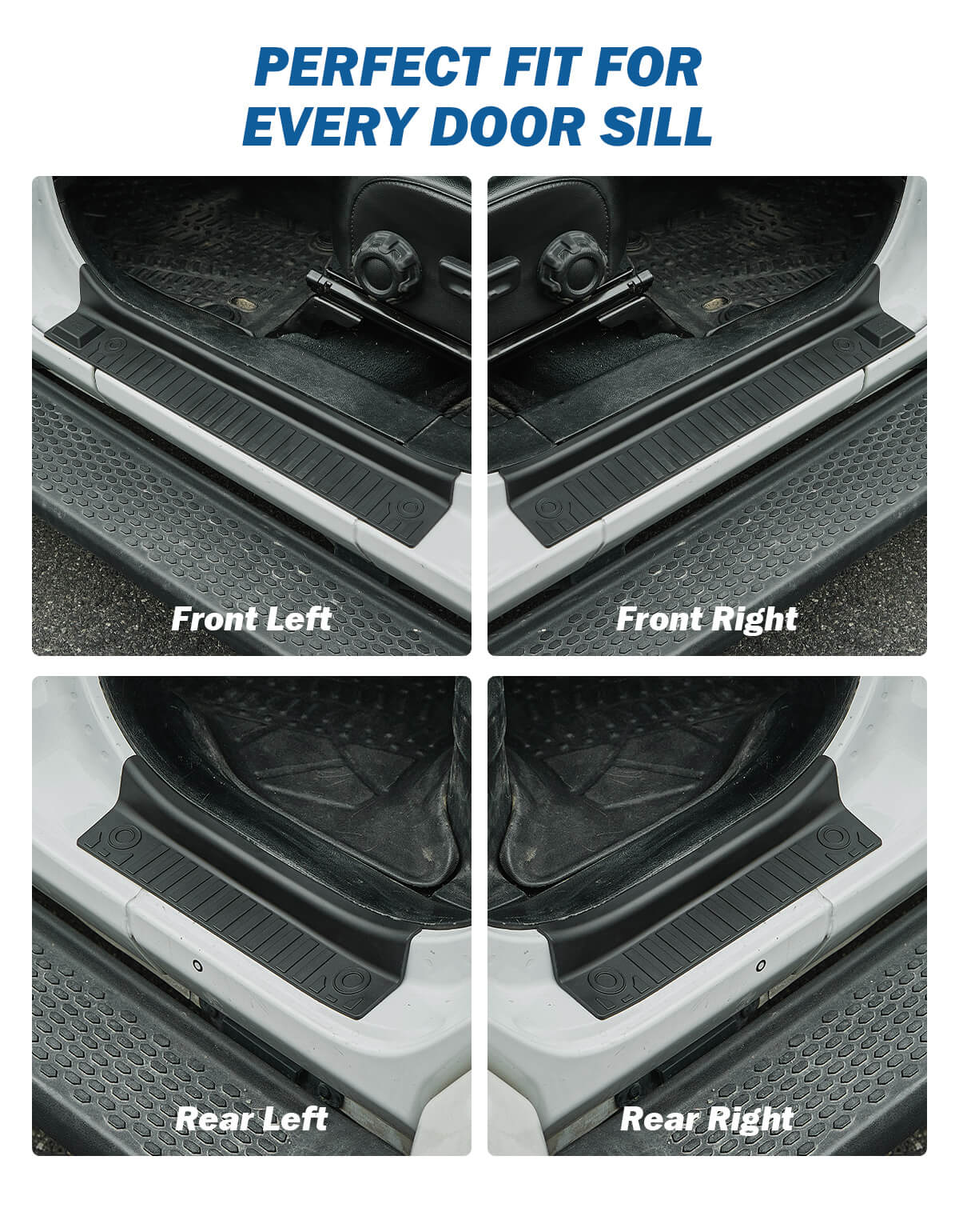 Door Sill Guards for Wrangler JL/JLU 4-Door 2018–2026, Full Coverage TPU Protectors