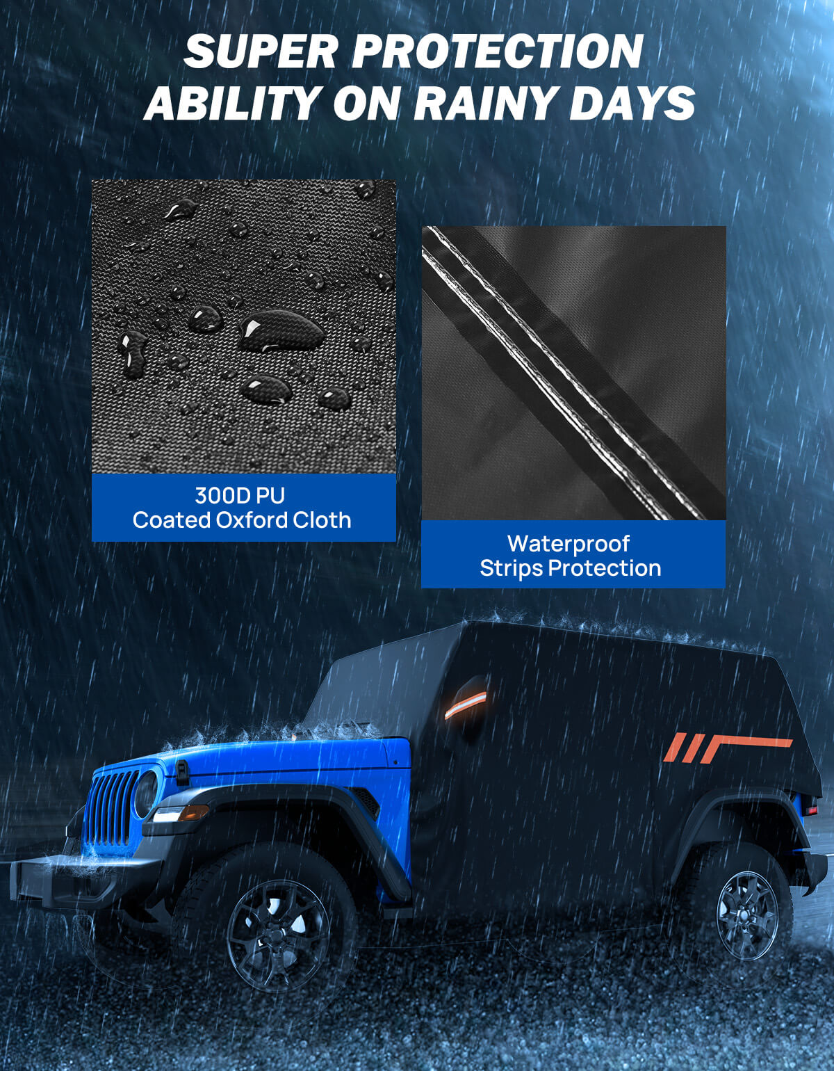 Cab Cover for Wrangler JK/JL 2-Door 2007–2026 – Waterproof, UV-Protected, Scratch-Resistant