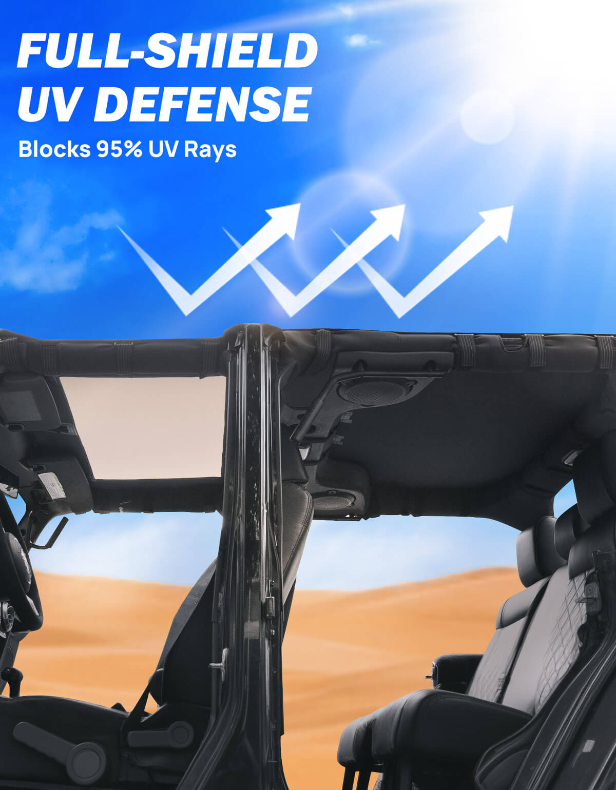 Waterproof Sun Shade Top for Wrangler JKU 4-Door 2007–2018