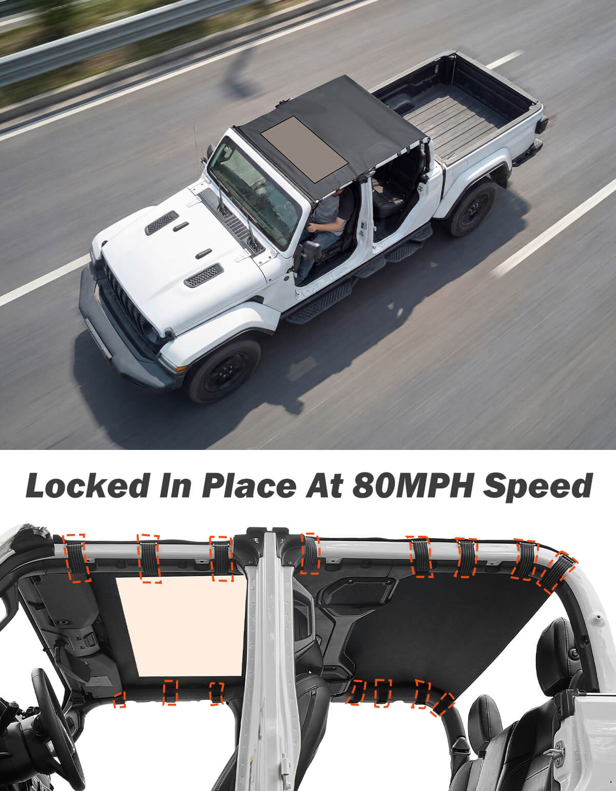 Waterproof Sun Shade Top for Gladiator JT 2020–2026 – All-Weather Protection