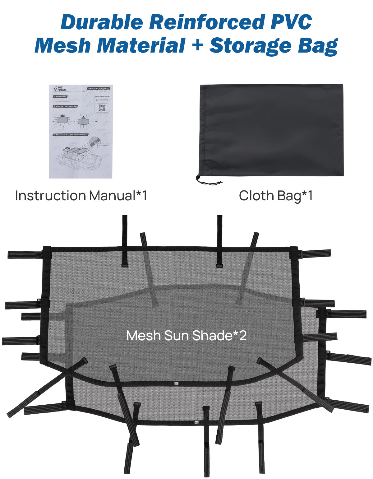 Front & Rear Mesh Sunshade for Jeep Wrangler JL 4-Door (2018–2026)