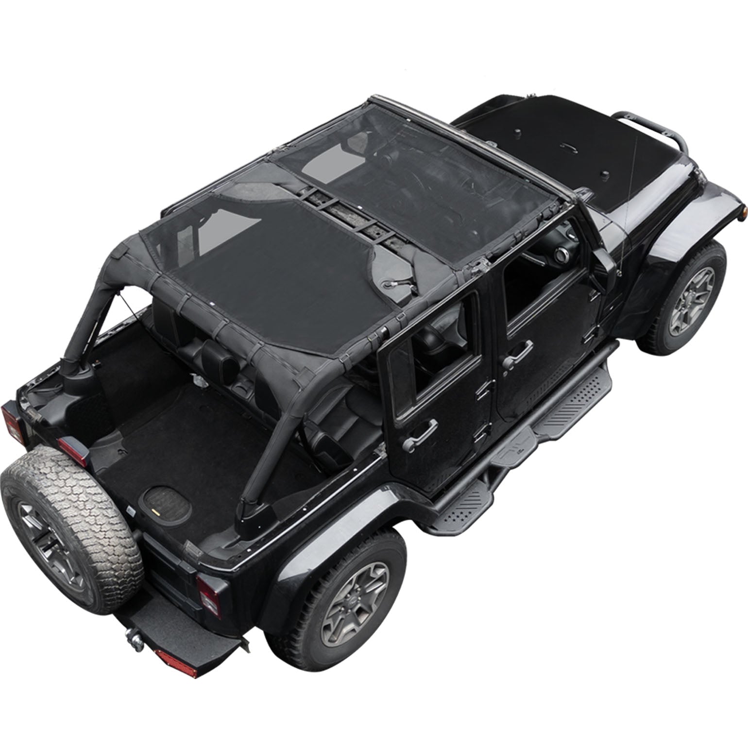 Mesh Sun Shade for Jeep Wrangler JKU 4-Door (2007–2018) – Full Coverage UV Protection