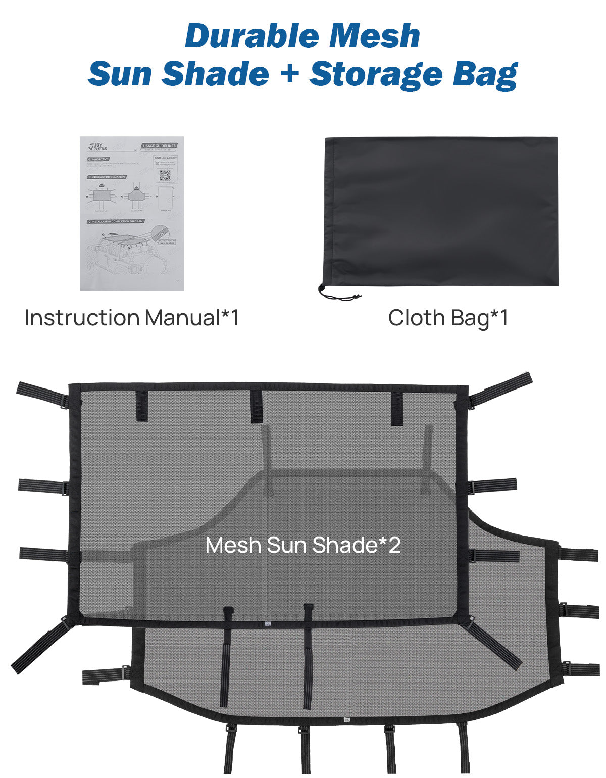 Mesh Sun Shade for Jeep Wrangler JKU 4-Door (2007–2018) – Full Coverage UV Protection