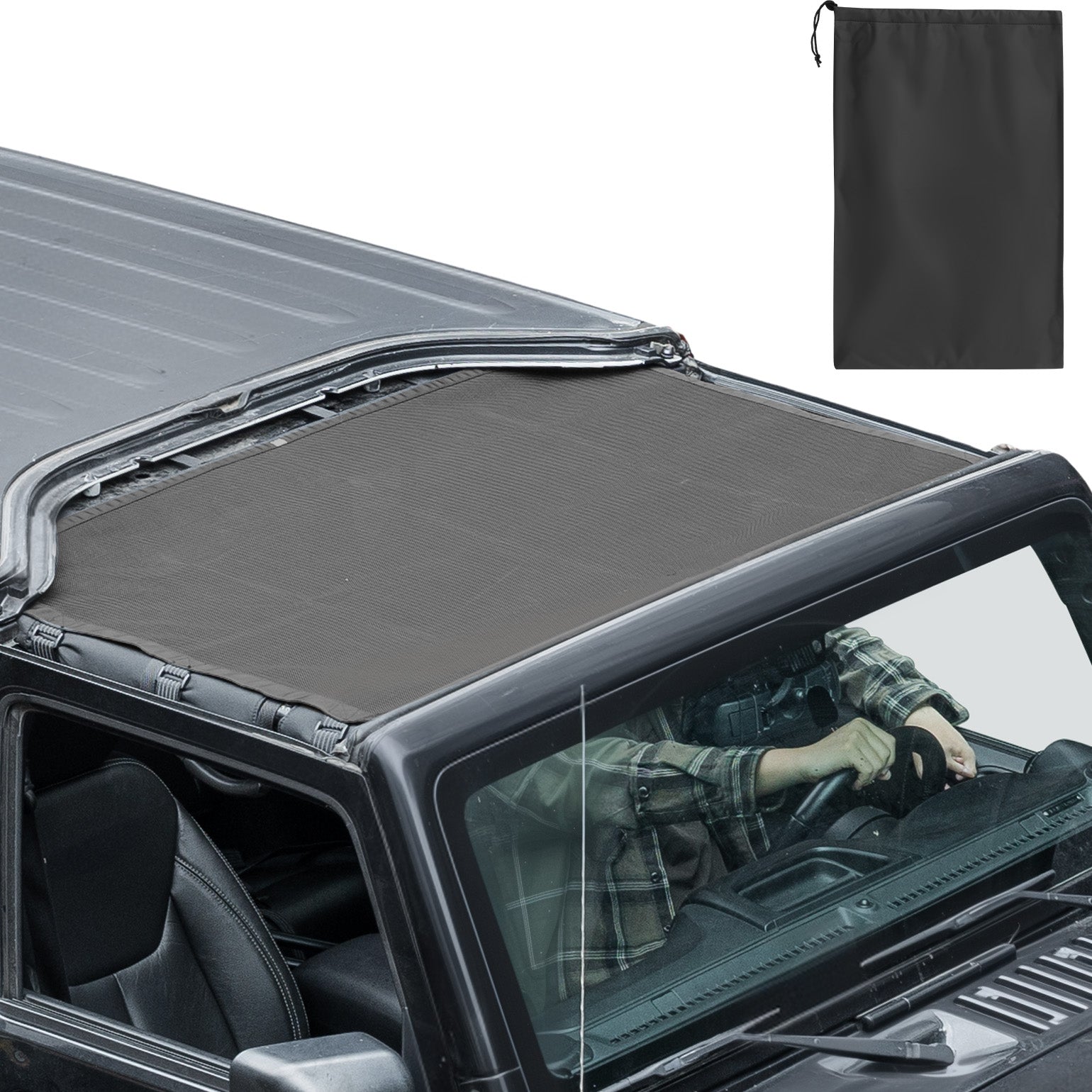 Front Mesh Sun Shade for Jeep Wrangler JK & JKU (2007–2018) – UV Protection Bikini Top
