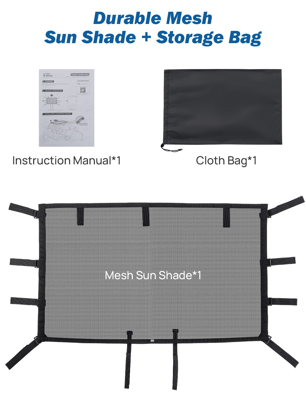 Front Mesh Sun Shade for Jeep Wrangler JK & JKU (2007–2018) – UV Protection Bikini Top