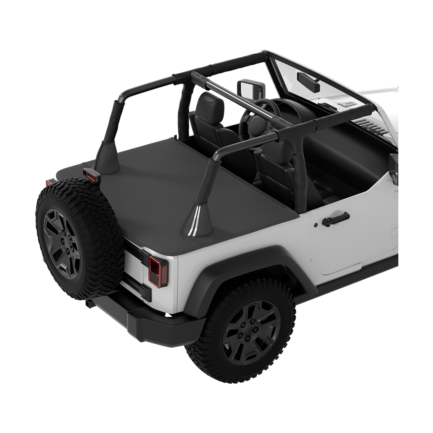 JOYTUTUS Tonneau Cover Fit for 2007-2018 Wrangler JK 2 Doors, JK Cargo Trunk Cover Tailgate Cover