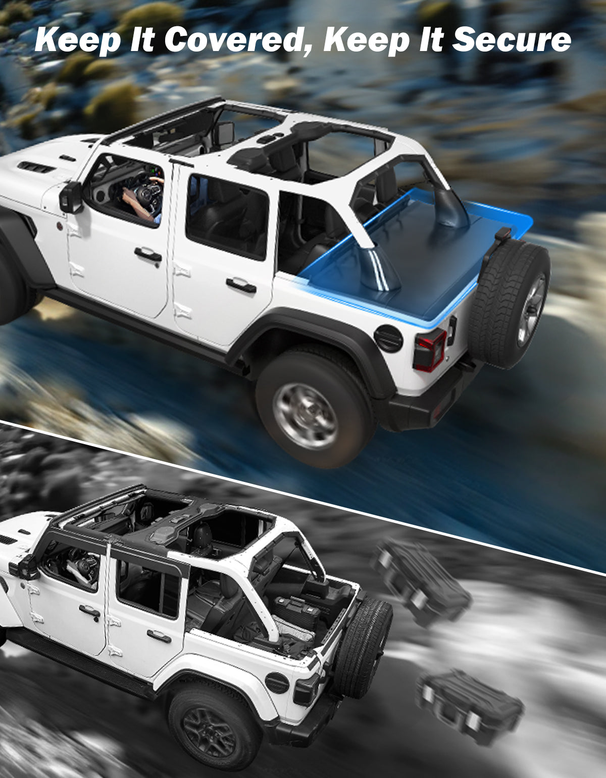 Waterproof Tonneau Cover for Wrangler JLU 4-Door 2018–2026