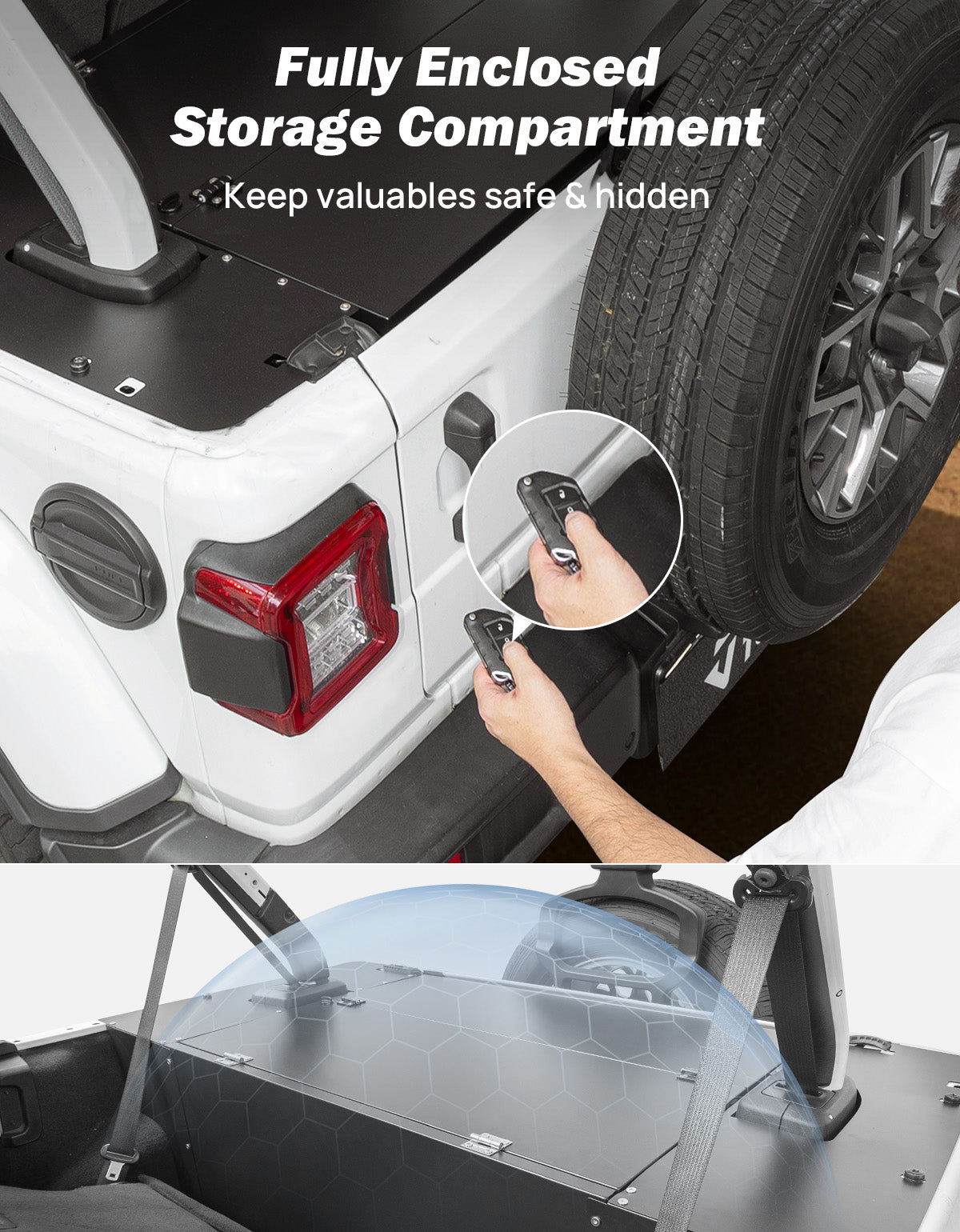 Trunk Security Deck Enclosure for 2018-2023 Wrangler JL 4-Door with Molle Panel