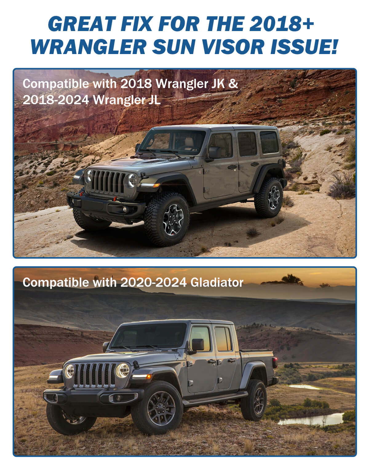 Upgraded Sun Visor Repair Kit for Wrangler JK/JL & Gladiator 2018–2026