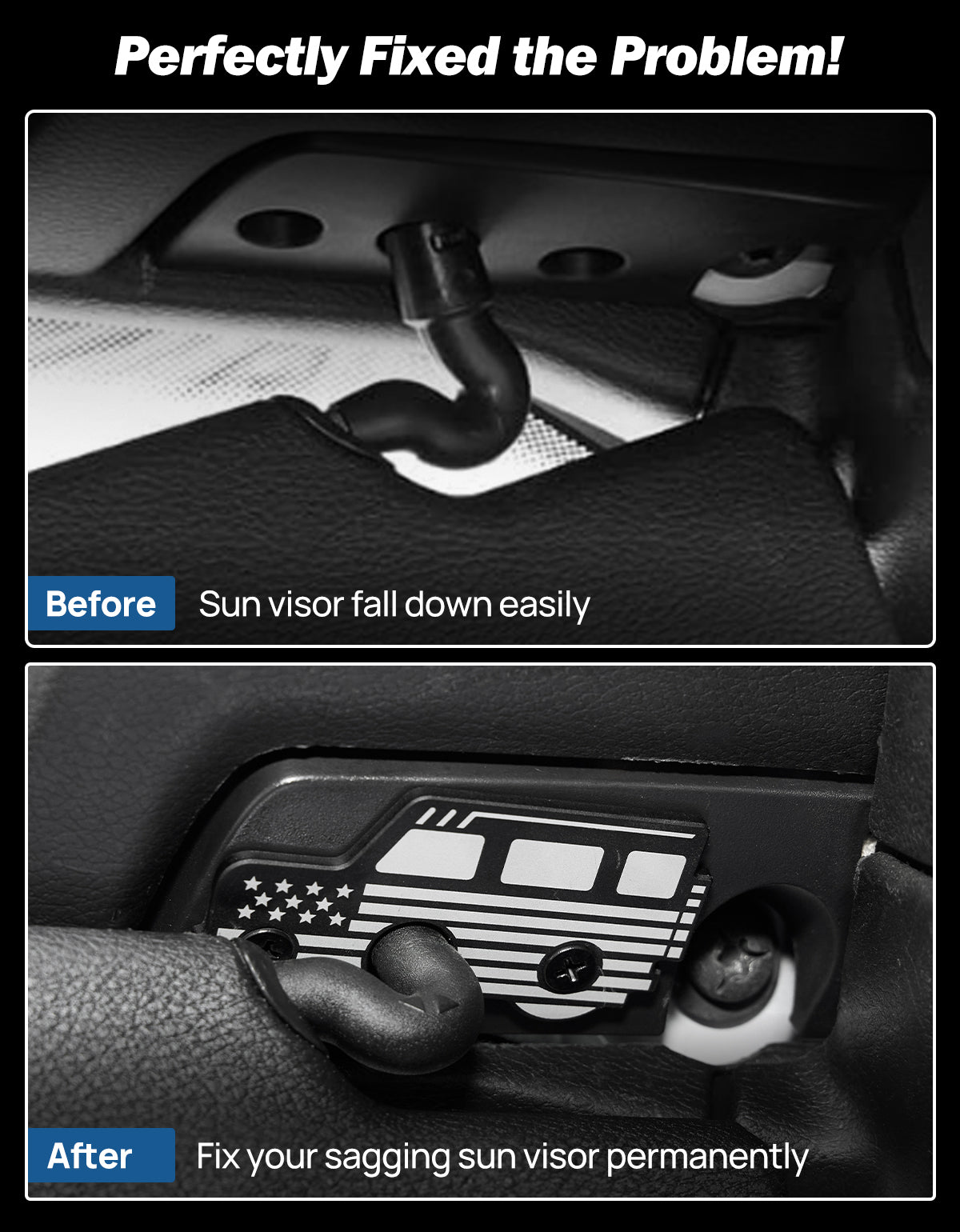 Aluminum Sun Visor Repair Kit for Wrangler JK JL & Gladiator 2018–2023