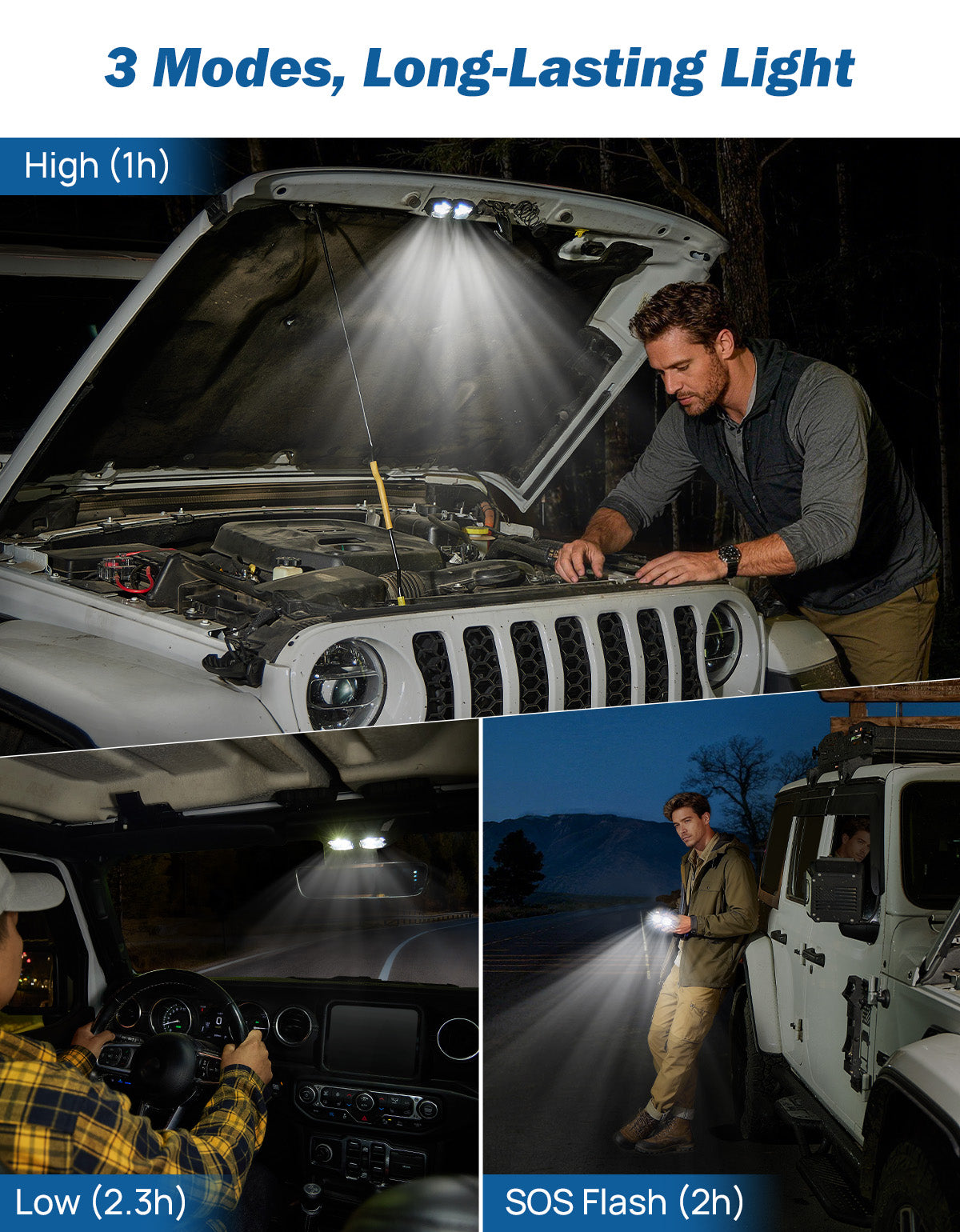 Magnetic LED Dome Map Light for Jeep Wrangler JL & Gladiator JT(2018–2023 JL / 2020–2023 JT)
