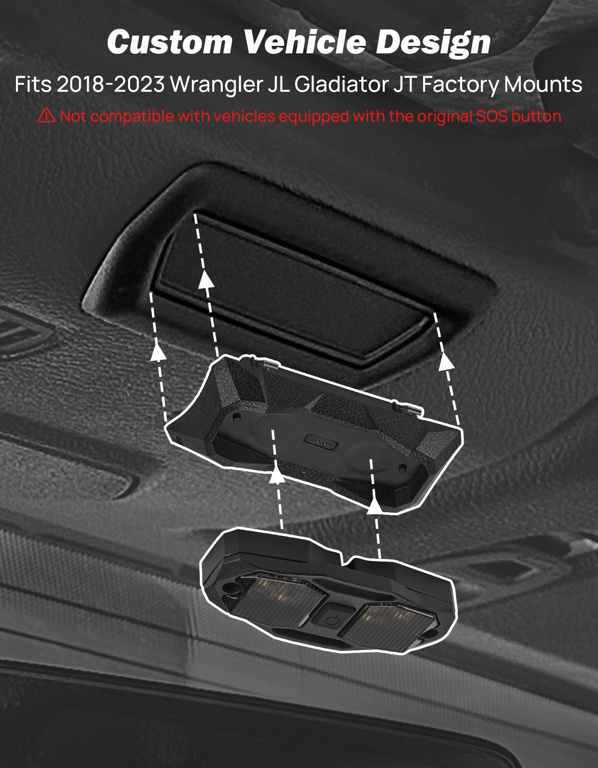 Magnetic LED Dome & Map Light for Jeep Wrangler JL & Gladiator JT