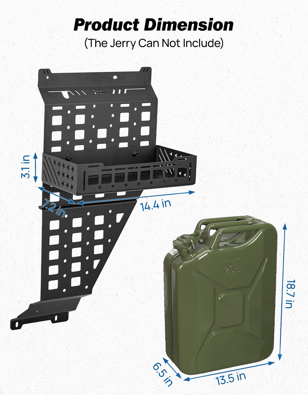 Passenger Side Jerry Can Holder & Molle Panel for Jeep Wrangler JL/Gladiator JT 2018-2026