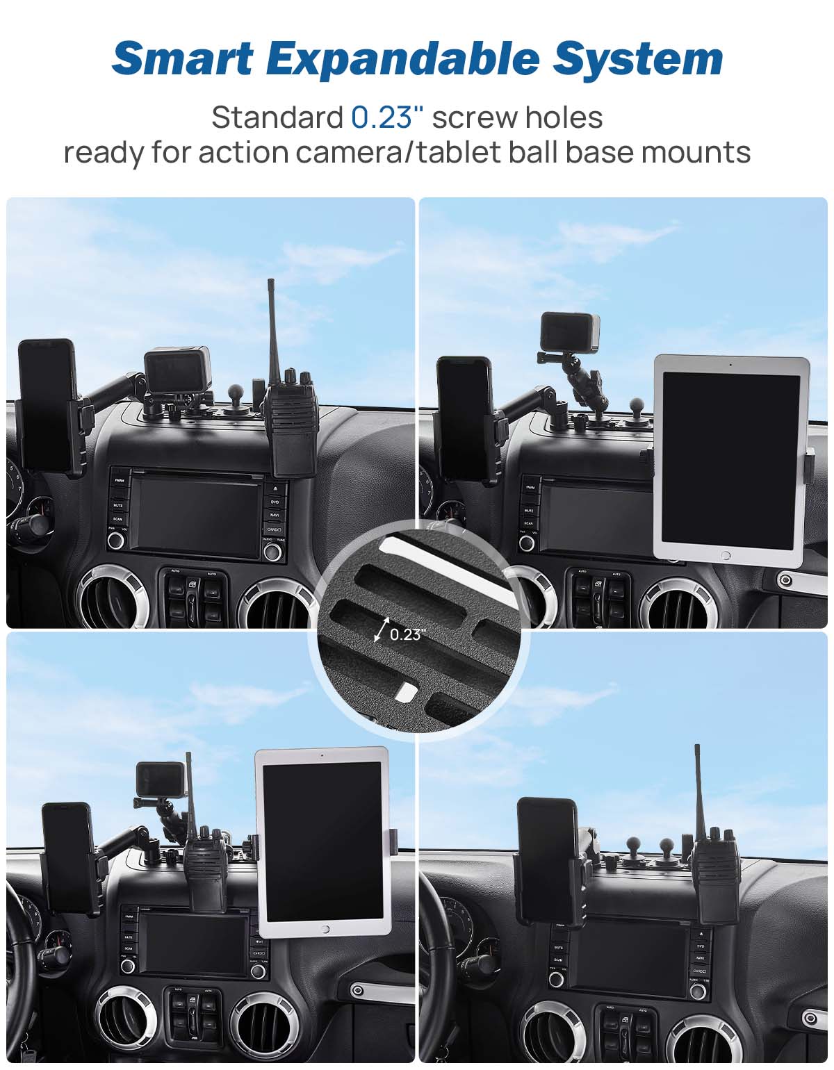 Metal Multi-Device Dash Platform Mount for Wrangler JK 2011-2018