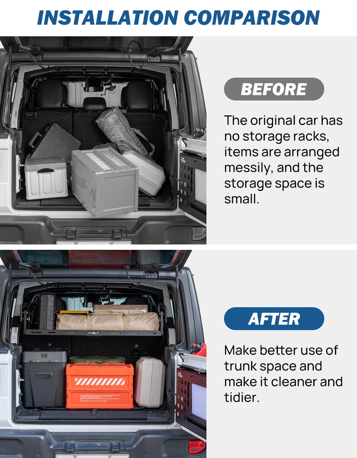 Rear Cargo Rack Basket Compatible with Wrangler JL 2018-2023 (Hard-Top Only)